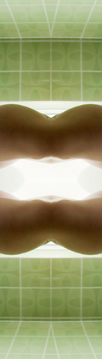 bathroom tiles with bimorphic shape on white background