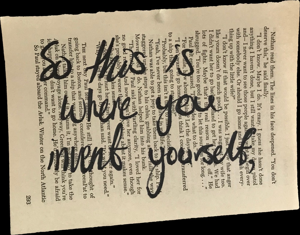 written on a page torn from a book are the words so this is where you invent yourself