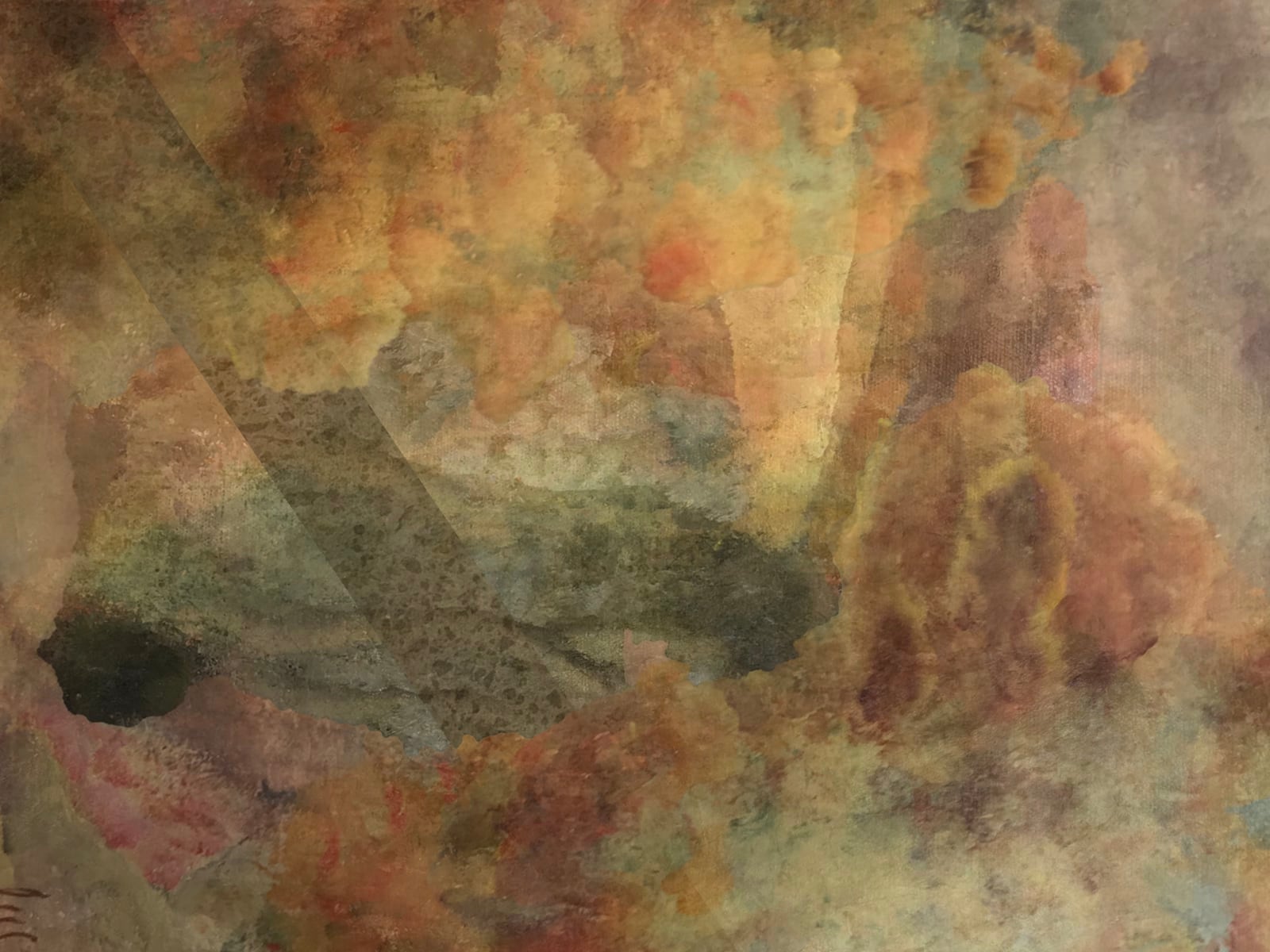 abstract landscape with clouds and a granite bar