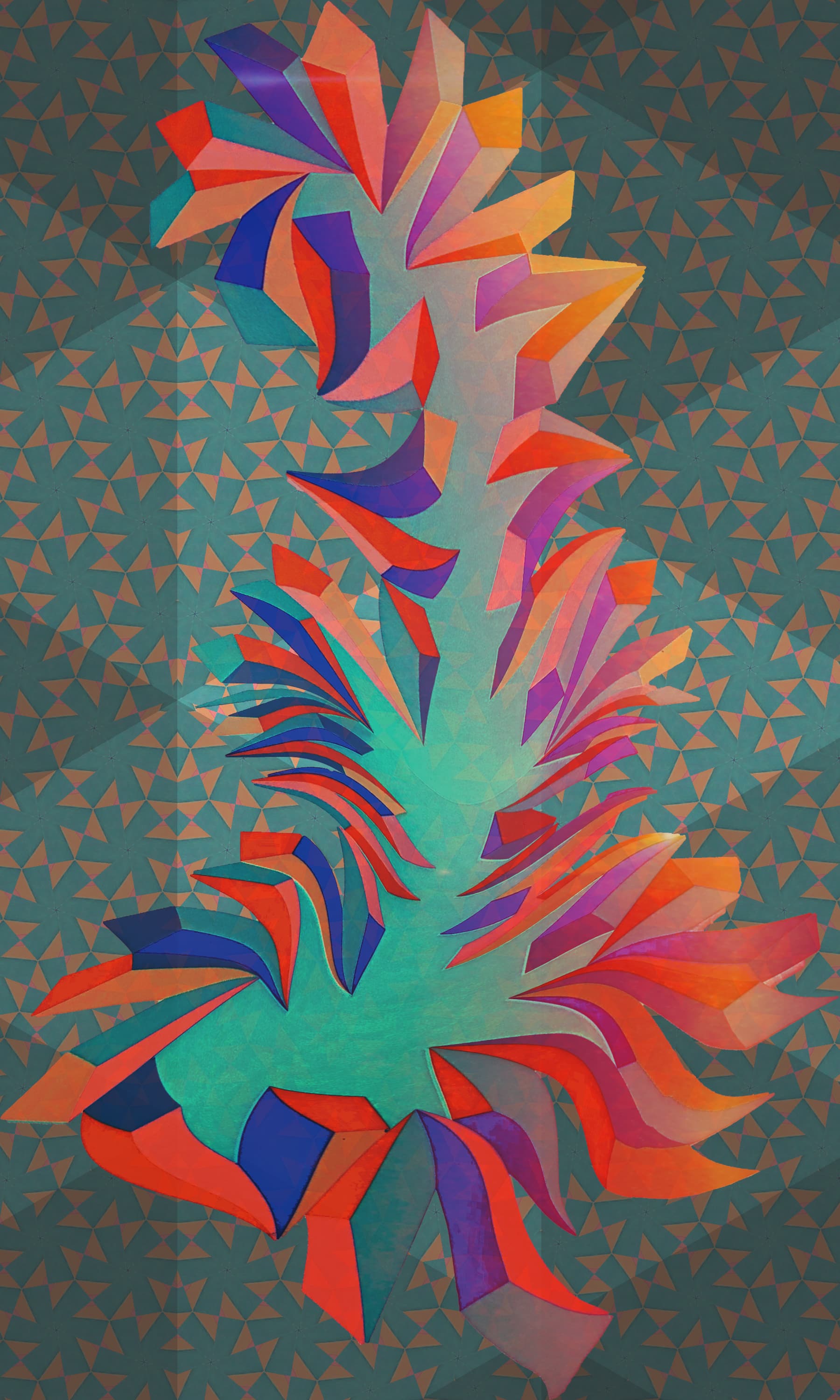 geometric creature on wallpaper background