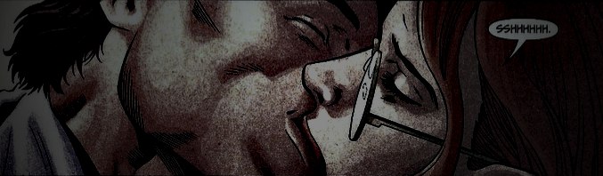 comic strip kiss, the girl says shhh