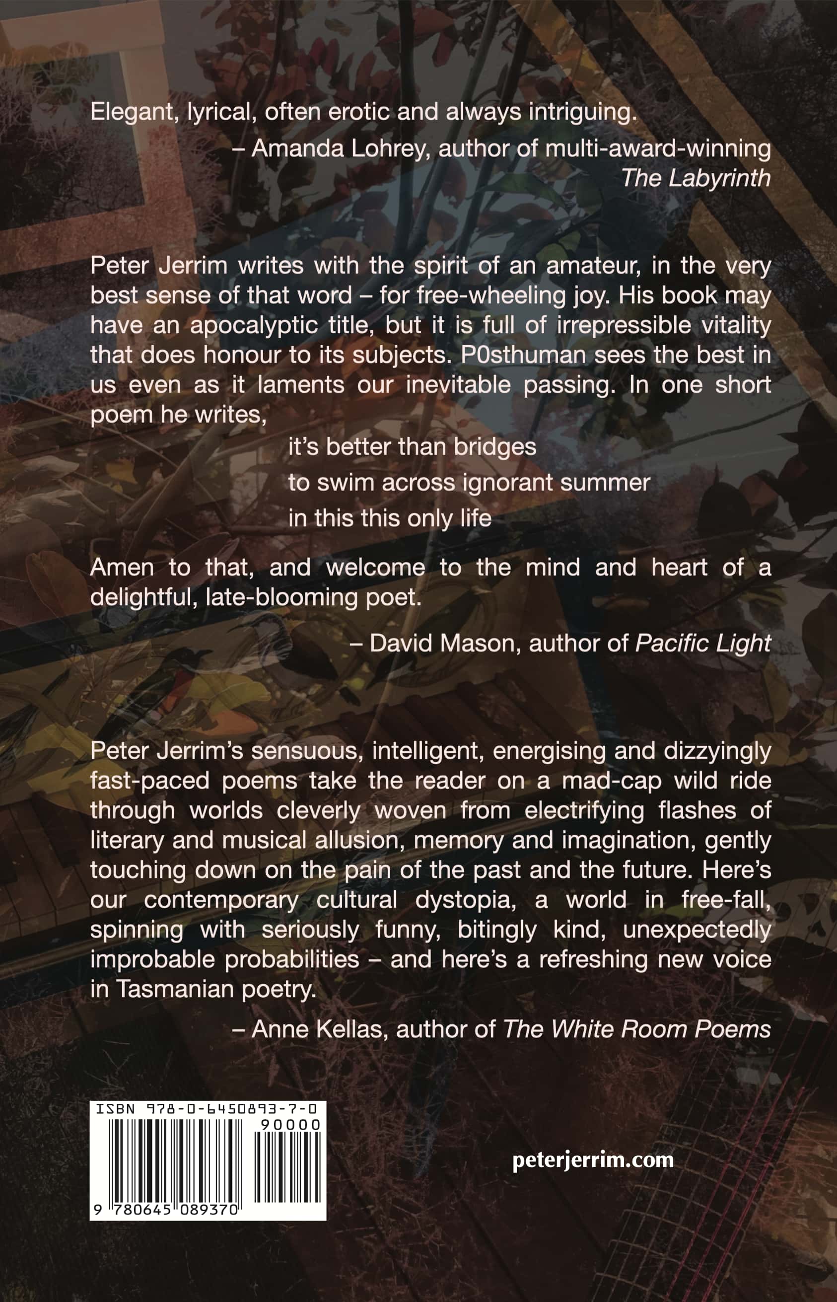 back cover of book with blurb and testimonials