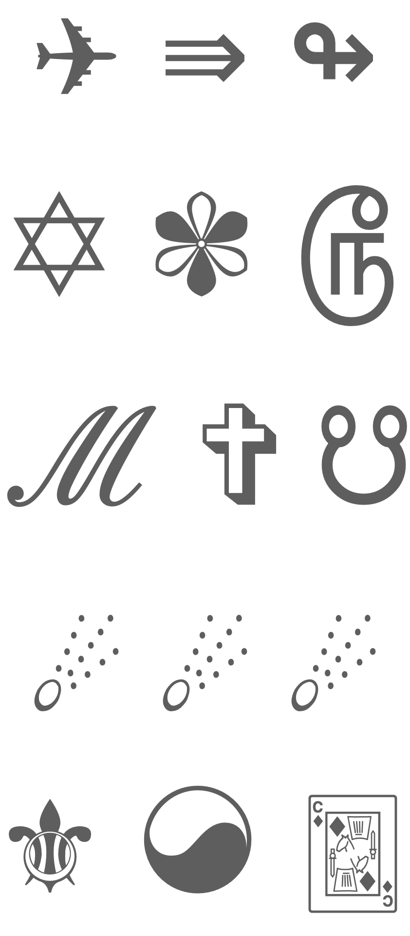 short rows of symbols