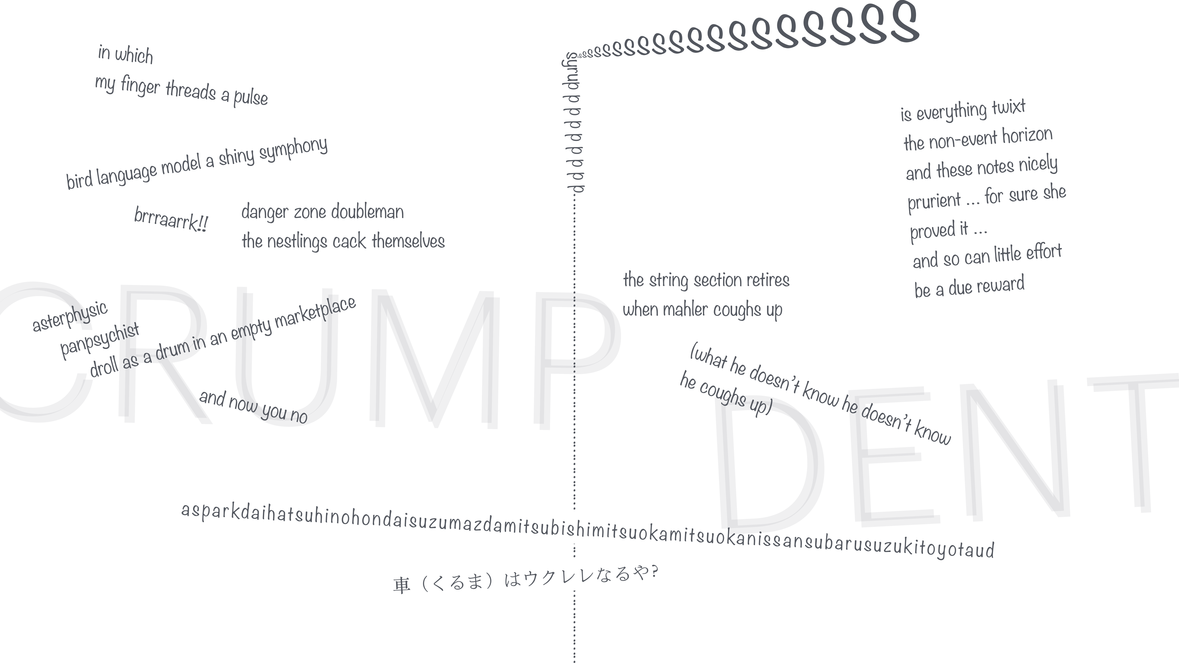 an image of a complicated display of words not in a line by line format